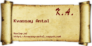 Kvassay Antal névjegykártya